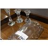Image 2 : THREE PAIR OF CRYSTAL CANDLESTICKS AND PICTURE FRAME