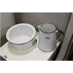 TWO PIECES OF ENAMEL WARE