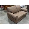 Image 2 : NEW HOME ELEGANCE MODDERN BROWN FABRIC PILLOW BACK LOVESEAT RETAIL $899