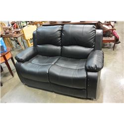 FLOOR MODEL BLACK LEATHER DOUBLE RECLINING LOVESEAT