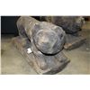 Image 2 : TWO LARGE CARVED LION GARDEN ORNAMENTS