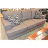 Image 2 : AS NEW FLOOR MODEL GREY SQUARED ARM MODERN FABRIC SOFA WITH REMOVABLE CUSHIONS