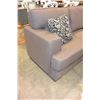 Image 3 : AS NEW FLOOR MODEL GREY SQUARED ARM MODERN FABRIC SOFA WITH REMOVABLE CUSHIONS