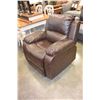 Image 1 : NEW BROWN LEATHER LOOK ROCKING RECLINER CHAIR RETAIL $799