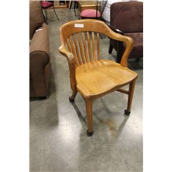 OAK CHAIR ON CASTORS