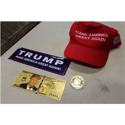 TRUMP HAT COIN AND BILL