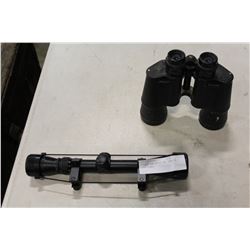 3 TO 9 GUN SCOPE AND PAIR OF BINOCULARS