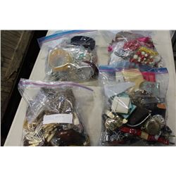 FOUR BAGS OF JEWELLRY AND COLLECTIBLES