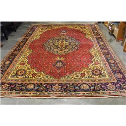 NEW 100% WOOL, PERSIAN HAND KNOTTED RED, GREEN, YELLOW, AREA CARPET, SIZE 140 INCH BY 103 INCH