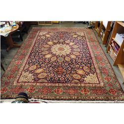 NEW 100% WOOL, PERSIAN HAND KNOTTED RED, GREEN, WHITE, BLUE AREA CARPET, SIZE 158 INCH BY 120 INCH