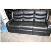 Image 1 : FLOOR MODEL ASHLEY DESIGN BLACK LEATHER DOUBLE RECLINING SOFA, RETAIL $1299