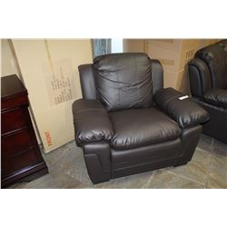 NEW BROWN LEATHER ARMCHAIR, ASHLEY DESIGN, CONTEMPORARY COMFORTABLE SEATING, RETAIL $689