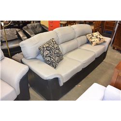 AS NEW FLOOR MODEL 2 TONE GREY FABRIC MODERN PILLOW BACK SOFA AND CHAIR