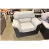 Image 2 : AS NEW FLOOR MODEL 2 TONE GREY FABRIC MODERN PILLOW BACK SOFA AND CHAIR