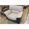 Image 5 : AS NEW FLOOR MODEL 2 TONE GREY FABRIC MODERN PILLOW BACK SOFA AND CHAIR