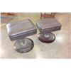 Image 1 : 2 GAS LIFT LEATHER STOOLS WITH STORAGE