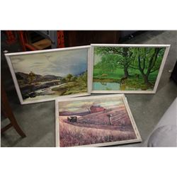 3 COUNTRY SCENE FRAMED PRINTS