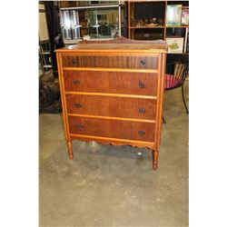 VINTAGE 4 DRAWER WALNUT DRESSER