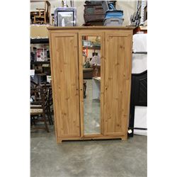 PINE WARDROBE WITH MIRROR DOOR ABOUT 6 FOOT TALL