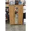 Image 1 : PINE WARDROBE WITH MIRROR DOOR ABOUT 6 FOOT TALL