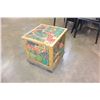 Image 1 : WOOD BOX WITH CARVED PAINTED FRUIT MOTIF