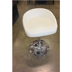 WHITE LEATHER AND CHROME BAR STOOL