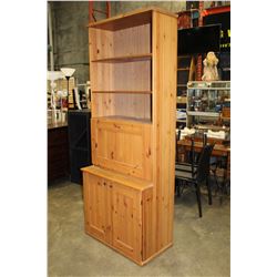 PINE STORAGE SHELF WITH DROP FRONT DESK