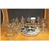 Image 1 : 8 FROSTED GLASS GOBLETS TWO ETCHED GOBLETS AND ASSORTED GLASS ETCHED PIECES