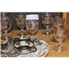 Image 2 : 8 FROSTED GLASS GOBLETS TWO ETCHED GOBLETS AND ASSORTED GLASS ETCHED PIECES