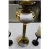 Image 2 : BRASS COAL OIL LAMP AND 2 BATTERY CANDLES AND STANDS