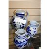 Image 1 : THREE GERMAN FLOW BLUE PITCHERS