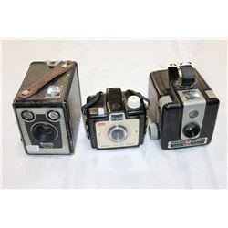 THREE VINTAGE BOX CAMERAS