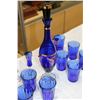 Image 2 : HAND PAINTED COBALT DECANTER AND COBALT DRINKING GLASSES