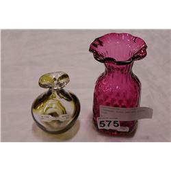 CRANBERRY GLASS AND ART GLASS VASE