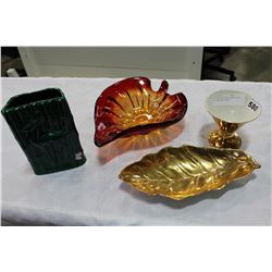 TWO PIECES OF ROYAL WINTON AND TWO PIECES ART GLASS