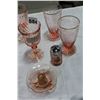 Image 3 : PINK DEPRESSION GOBLETS AND CANDLESTICKS ETC