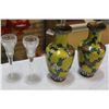 Image 2 : PAIR OF CLOISONNE STYLE VASES AND CRYSTAL CANDLESTICKS
