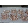 Image 3 : LOT OF PINK DEPRESSION CUPS AND SAUCERS