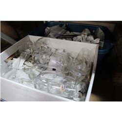 TOTE AND BOX OF CRYSTAL STEMWARE