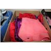 Image 2 : BOX OF BRIGHT COLORED FABRICS AND FLOWER DRESS