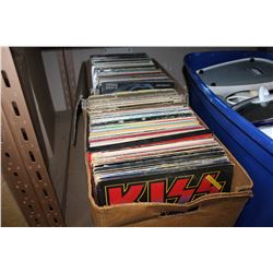2 BOXES OF RECORDS KISS ETC