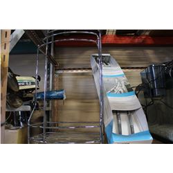 CHROME BATHROOM RACK AND DOUBLE SHOWER CURTAIN ROD