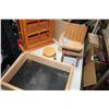 Image 3 : BOX OF DISPLAY CABINETS AND SMALL RELICA WOOD CHAIR ETC