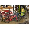 Image 1 : RED BMX BLUE SUPERCYCLE AND GREY ARASHI BIKE AND PURPLE SUPERCYCLE BIKE