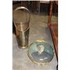 Image 1 : BRASS FOOTED BUCKET AND VINTAGE DOME GLASS PORTRAIT