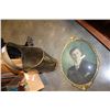 Image 2 : BRASS FOOTED BUCKET AND VINTAGE DOME GLASS PORTRAIT