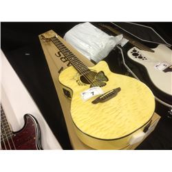 LUNA CUTAWAY ELECTRIC ACOUSTIC GUITAR WITH BUTTERFLY DESIGN AND SOFT SHELL CASE