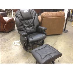 BLACK ROCKER/RECLINER CHAIR WITH MATCHING OTTOMAN