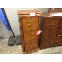 LIGHT CHERRY WOOD 4' TALL 8 DRAWER JEWELLERY WITH 2 SIDE DOORS