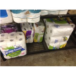 SHELF LOT OF PAPER TOWEL AND TOILET PAPER